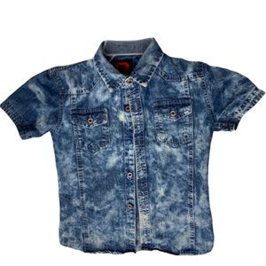 Boys Acid Wash short Sleeve Button Up 4T
